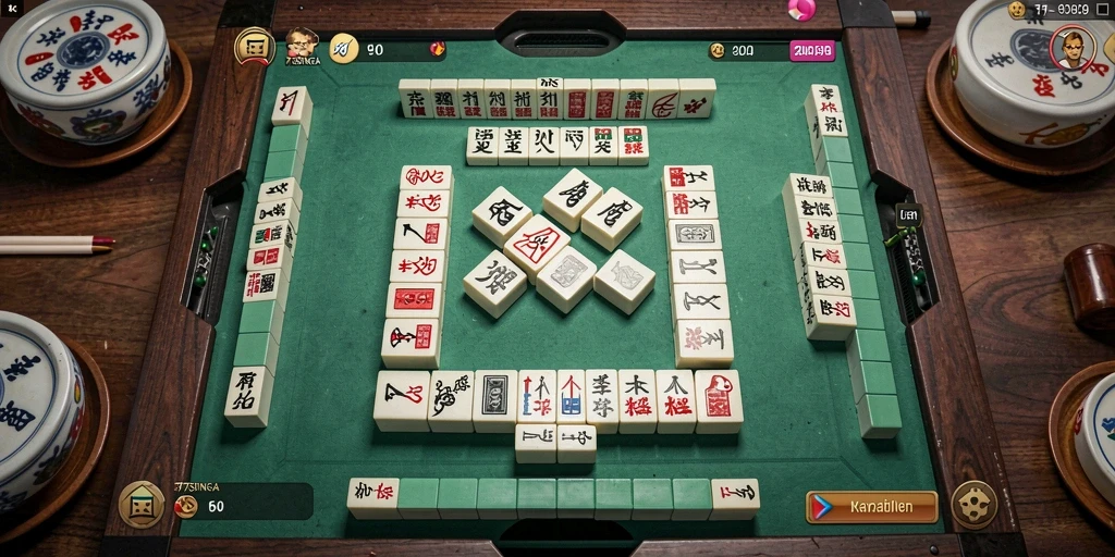 Tampilan gameplay Mahjong yang menarik dan penuh warna dalam 77SINGA.