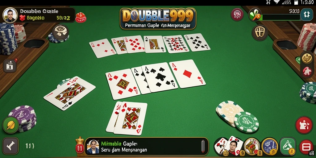 Tampilan gameplay seru dalam permainan Gaple DOUBLE999.