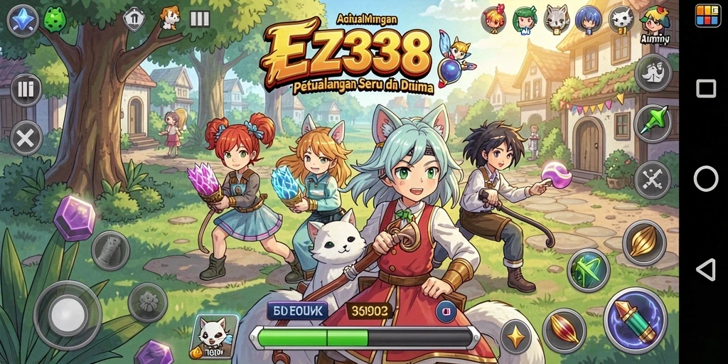 Gameplay EZ338 dengan grafik Anime yang menawan dan karakter unik.