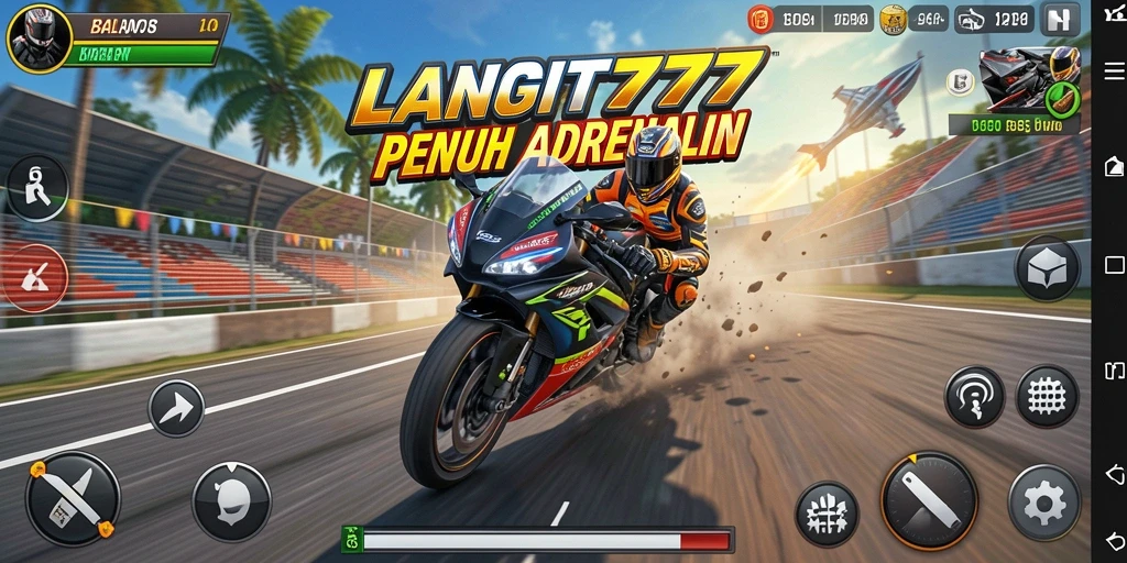 Tangkapan layar LANGIT777 menampilkan aksi balapan motor yang mendebarkan.