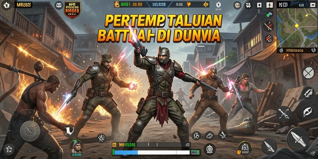 Tampilan gameplay MR888 dengan adu tembak seru di Battle Royale.