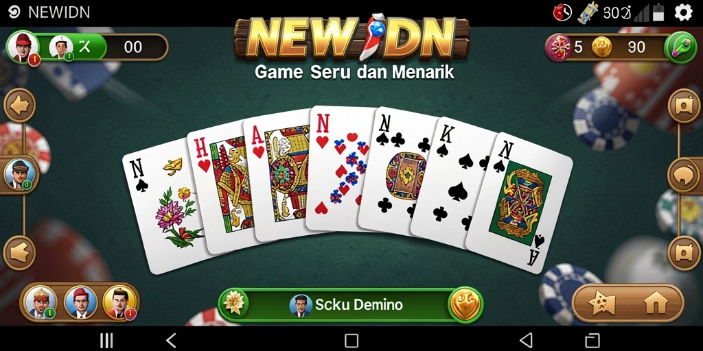 Tampilan gameplay seru NEWIDN dengan ubin domino yang menarik.