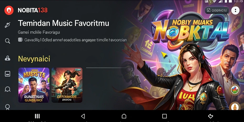 Tampilan antarmuka pengguna NOBITA138 saat menikmati musik.