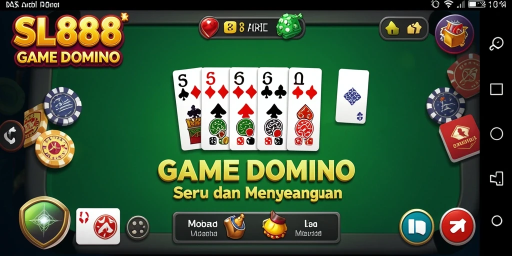Screenshot utama SL888 menampilkan gameplay domino yang seru.