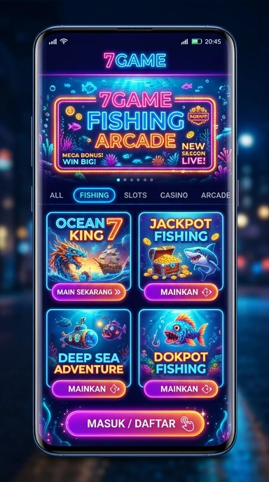 Antarmuka pengguna yang sederhana di aplikasi 7game.
